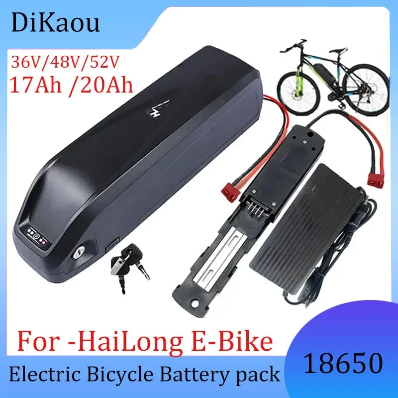 

36V 48V52V Hailong Electric Bicycle Battery Pack17AH 20AH Suitable for30A 500W750W 1000W 18650 with BMS Charger10C Power Battery