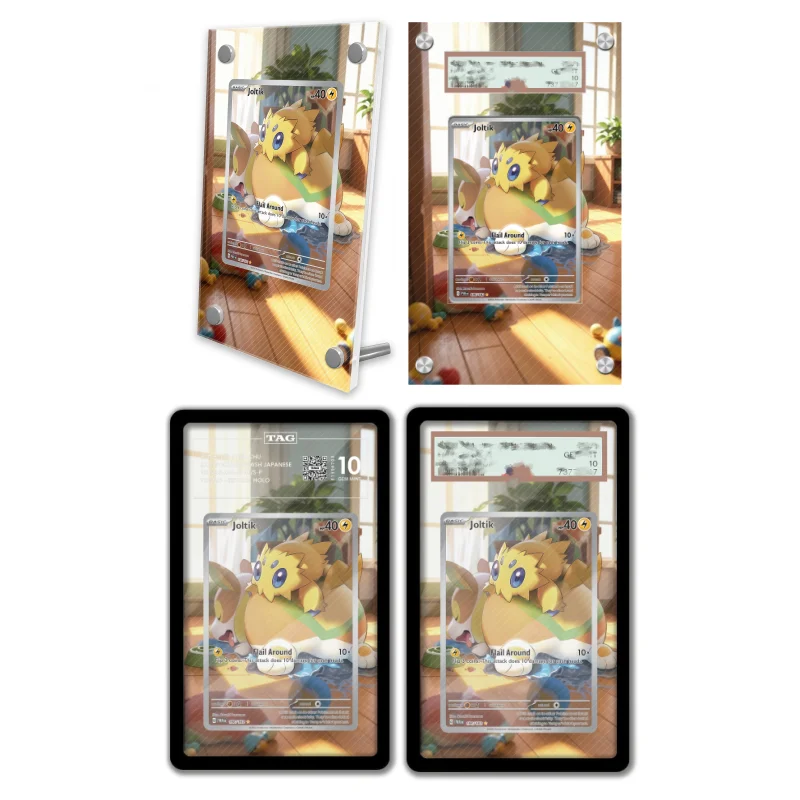 display-de-arte-anime-para-pokemon-joltik-chamas-fantasmagoricas-estojo-protetor-de-acrilico-para-arte-de-jogos-de-anime-e-chaveiro-nivel-de-avaliacao