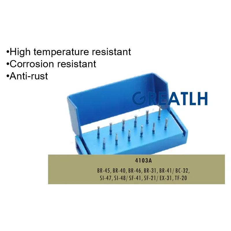12pcs/set Dental Burs Kit Crown Bridge Preparation for Anterior Posterior with Disinfection Block Dental Materials