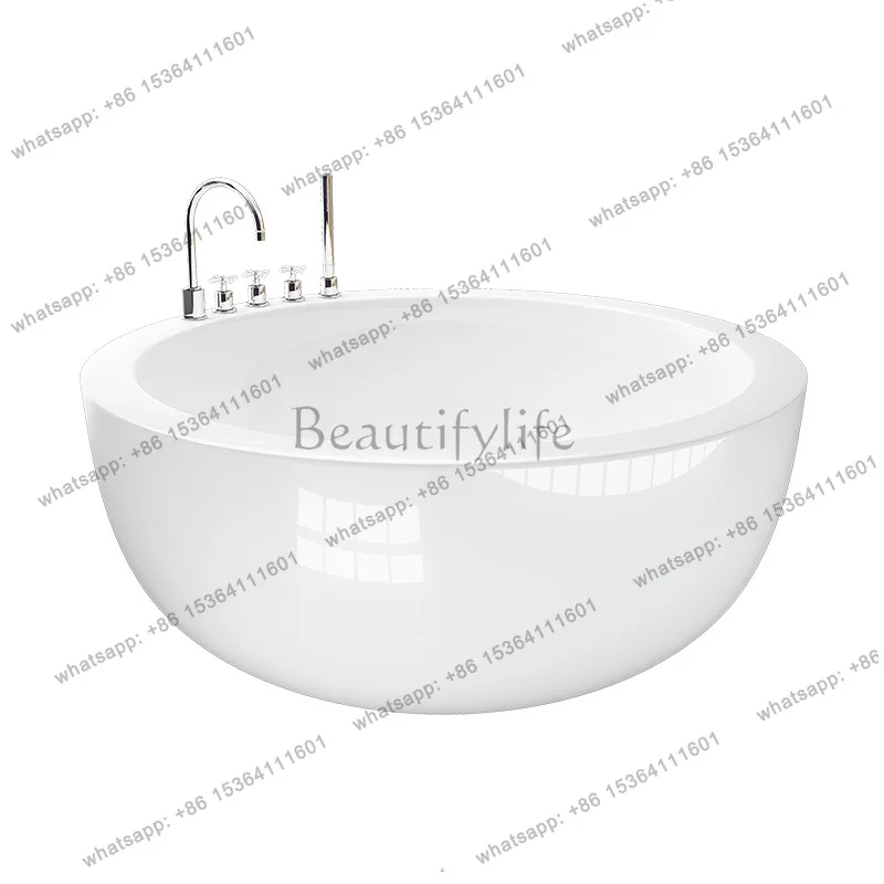 Acrylic simple round bathtub five-piece set, double bathtub AJ-6058
