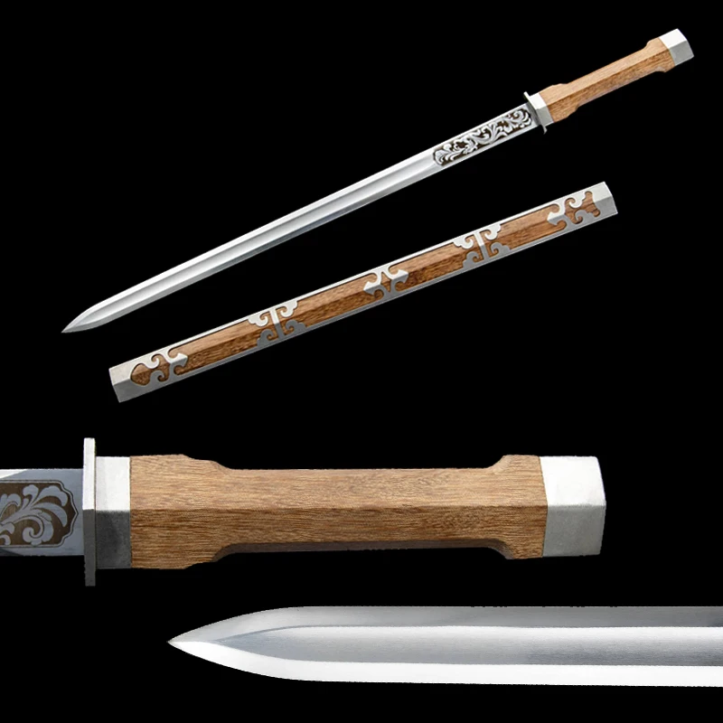 Chinese Wushu Swords Kungfu Props High Manganese Steel Steak Wood Saya Sword Real Catana Full Tang Non Sharp