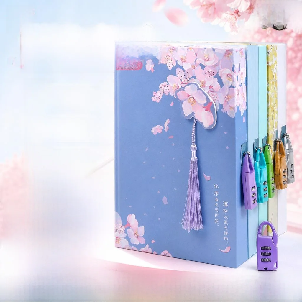 encrypted-diary-notebook-with-lock-privacy-adolescent-girl's-secret-password-book-primary-school-student's-artistic-scrapbook