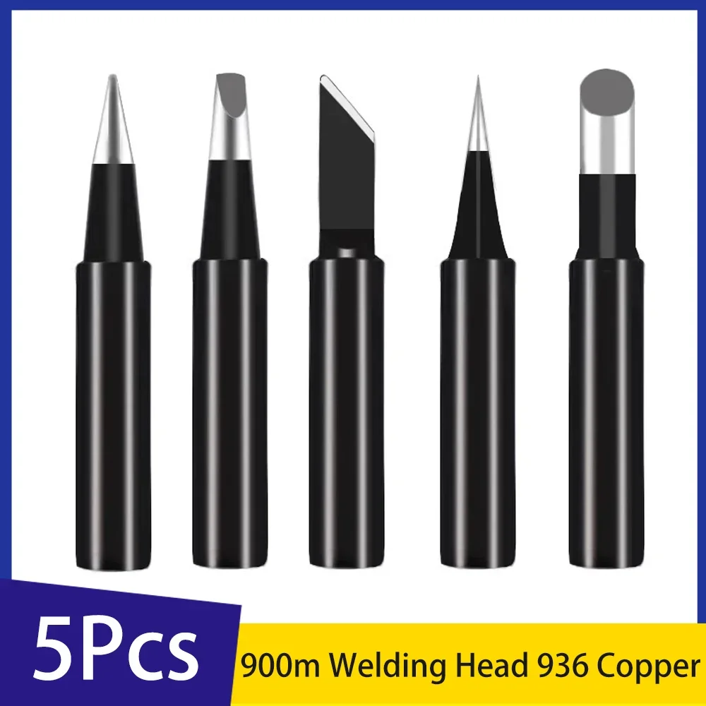 5Pcs 900m Welding Head Set Lead-free 936 Pure Copper Welding Head Internal Heating Welding Nozzle Soldering Iron Nozzle.