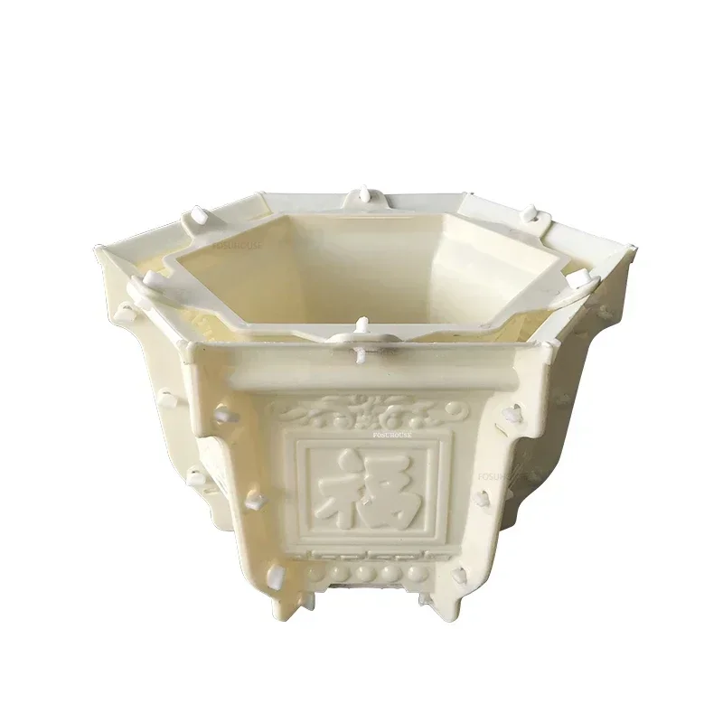 Flower Pot Molds Home Villa Garden Homemade Bonsai Concrete Abrasive Tool Chinese Cement Mold Hexagonal Plastic Model