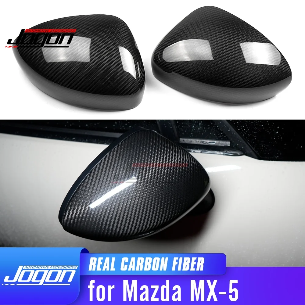For Mazda MX-5 MX5 Miata 2015-2024 Carbon Fiber Exterior Car Rear Side Wing Mirror Caps Add On Rear View Mirror Cover Trim