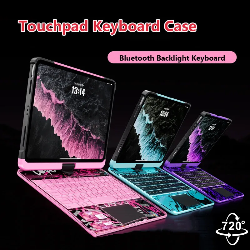 

Чехол с сенсорной панелью для IPad 11th Gen A16 2025 11 дюймов Bluetooth-клавиатура с трекпадом для IPad Air11 M2 M3 Встроенный чехол с подсветкой