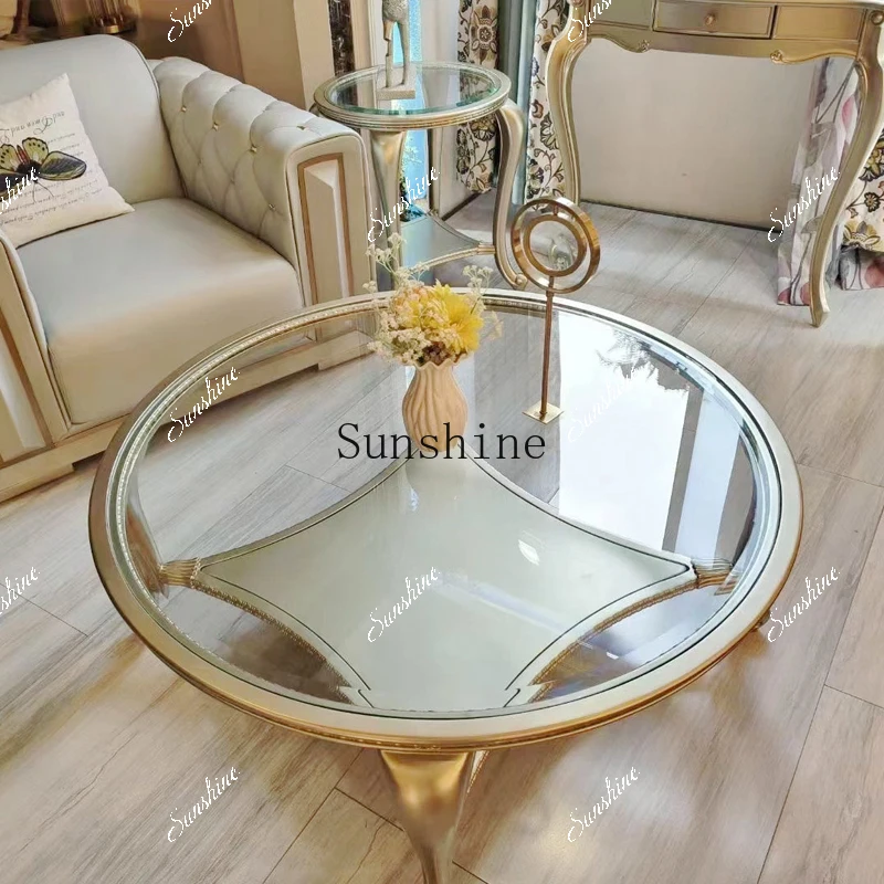 Italian light luxury tempered glass modern tea table living room small tea table for home use