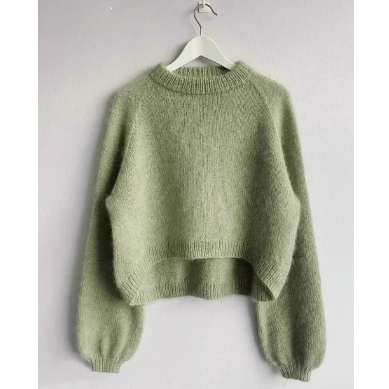 

Женский осенний свободный свитер-пуловер, мягкий теплый джемпер с круглым вырезом и длинными рукавами для повседневной носки