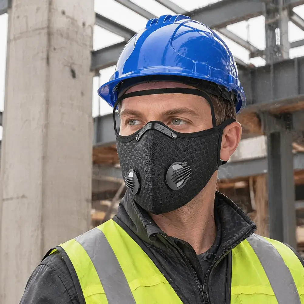 Professional Construction Respirator Reusable Carbon Filter Dust Mask with Adjustable Goggles Breathable 5-layer for Woodworking