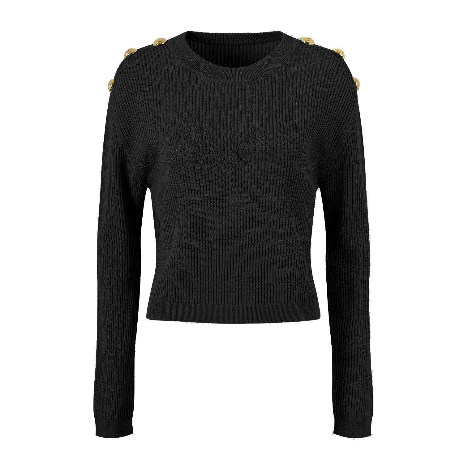 High-End Knitted Top with B@ Letter Embroidery Padded oulder Long Sve round Ne Women's Faion Spring Collection