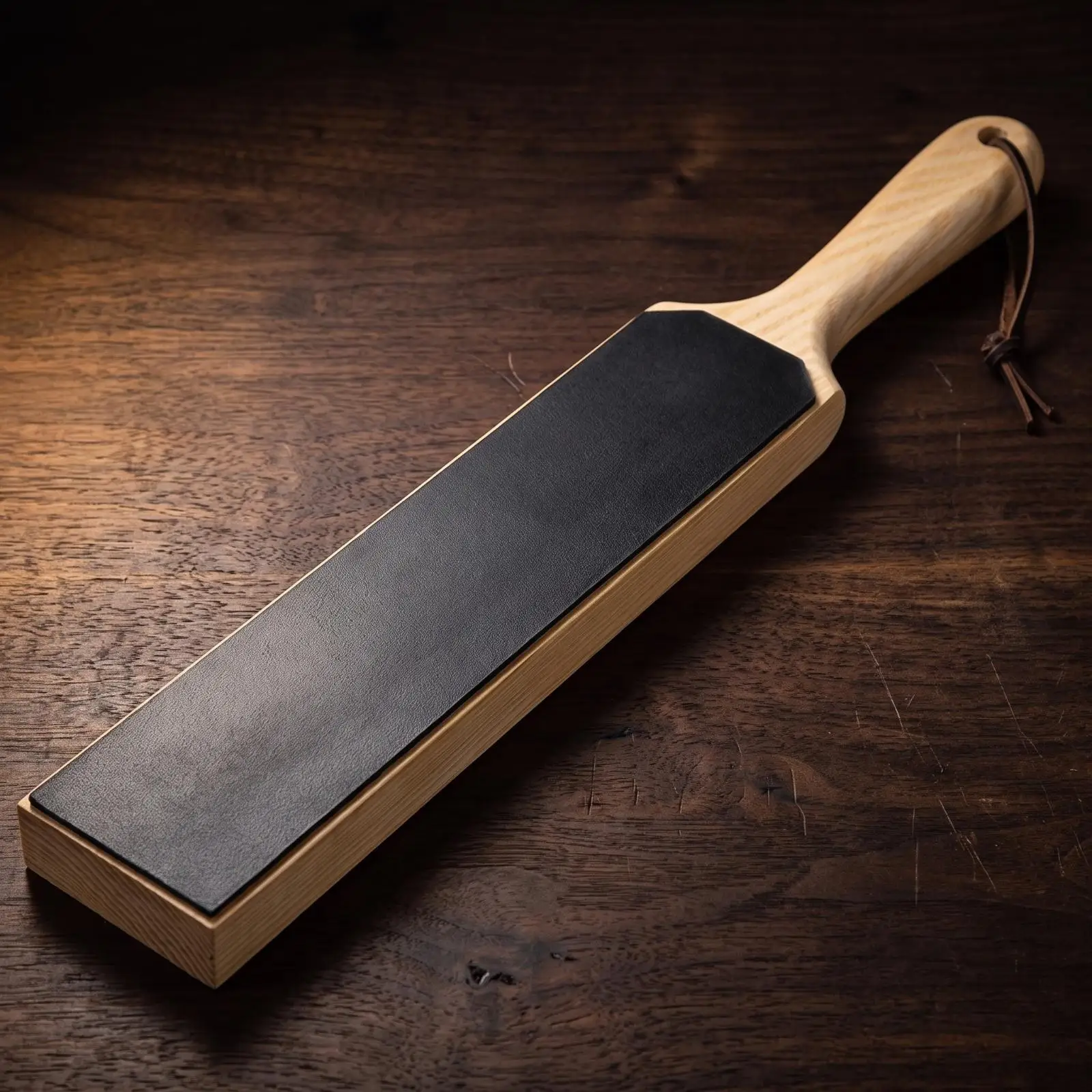 Stropping Board Double-Sided Leather Strop Strop with Handle Handheld Sharpening Tool Ergonomic for Woodworkers, Woodcarving