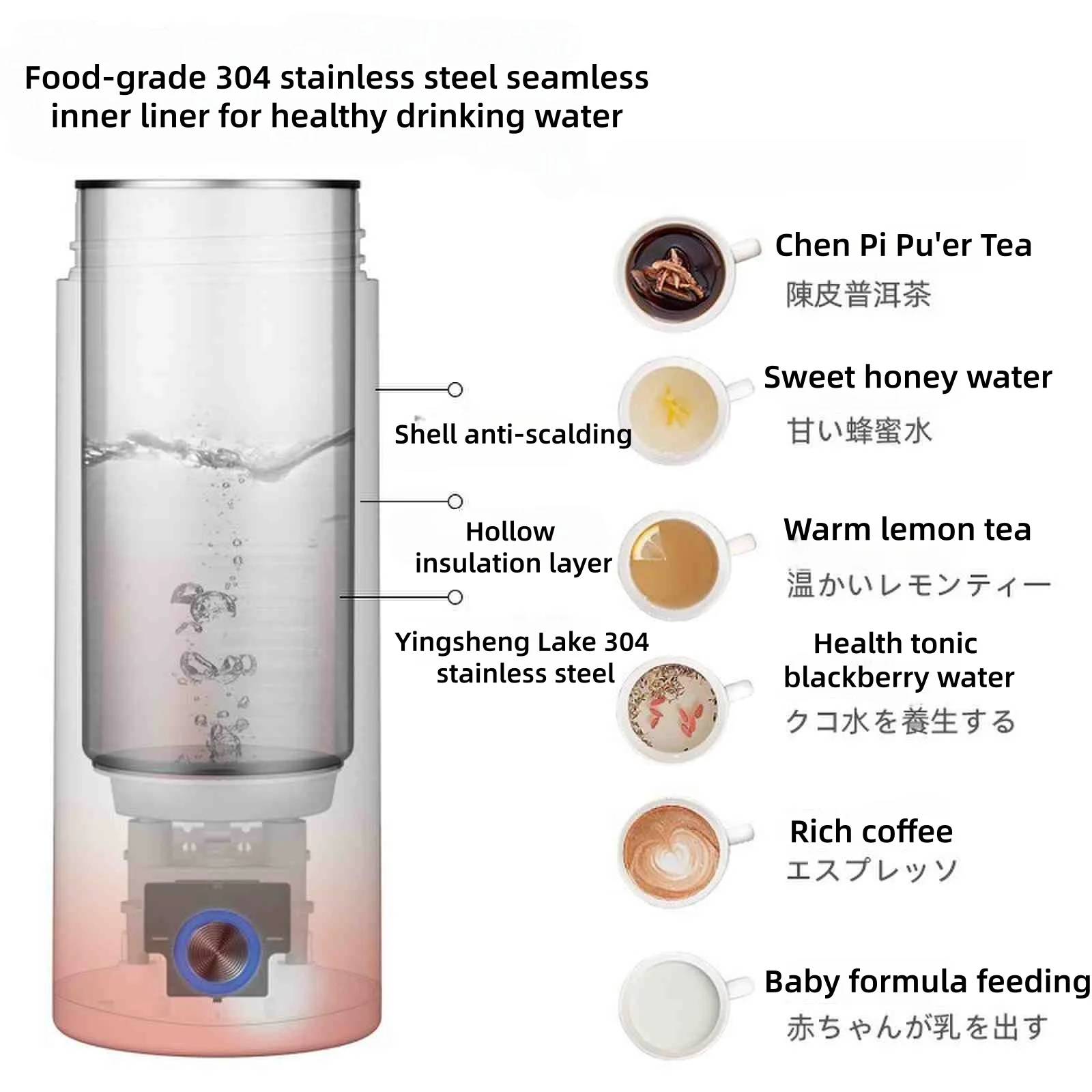 400ML Electric heating cup small portable electric heating water cup insulation one boiling water kettle travel image 5