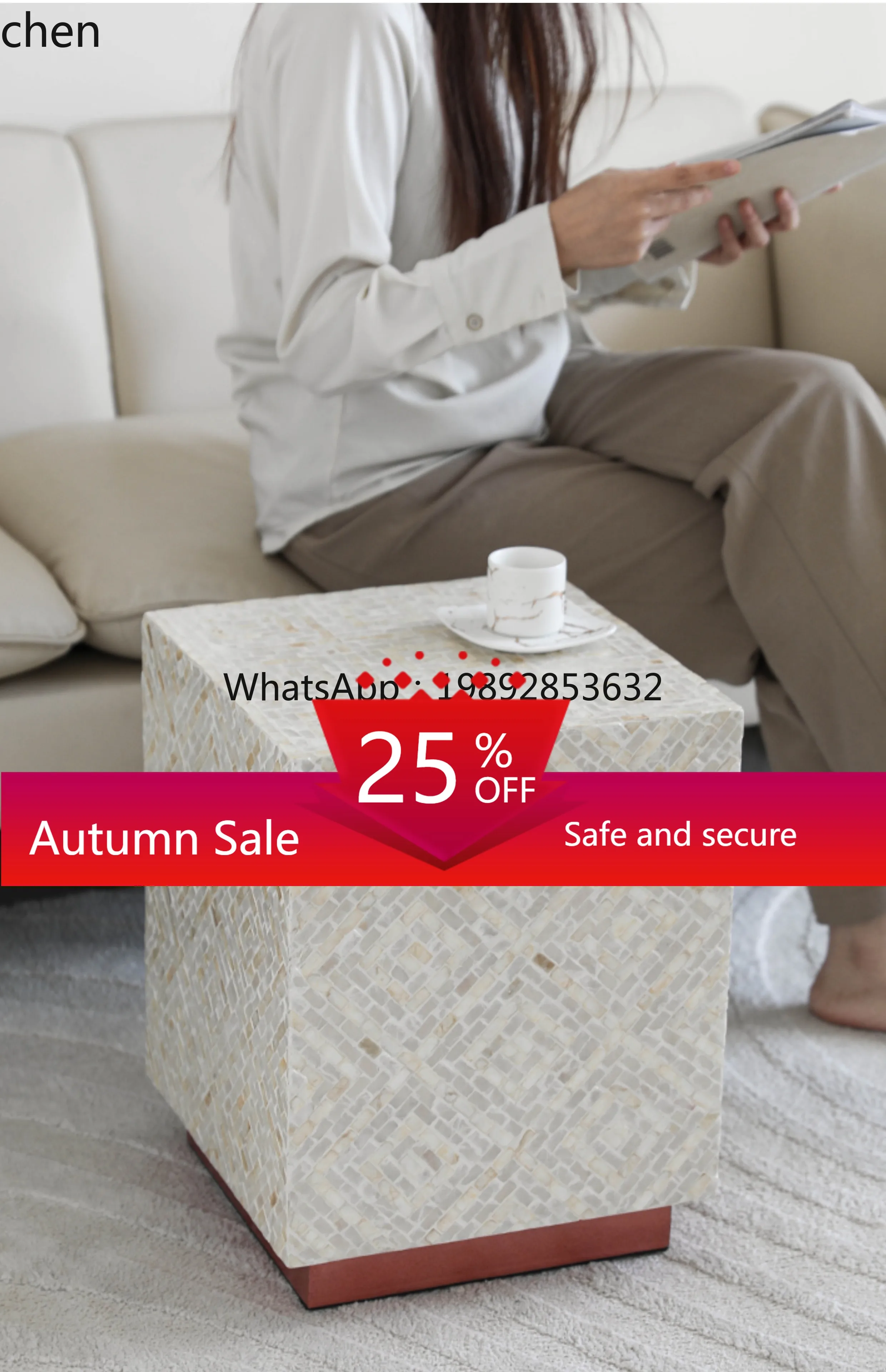 

light luxury shell edge few wooden small coffee table living room sofa room decorative table