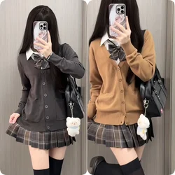 Anime Orange JK Uniform Sweater Four Seasons Wear Thin, Long Sleeve Cardigan Sweater, College Style New Coat for Women
