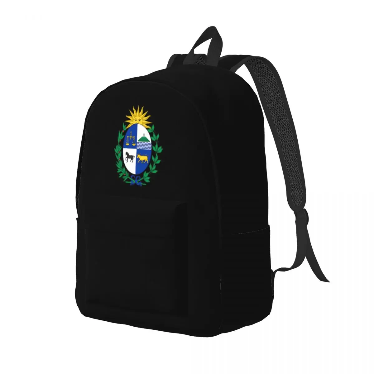 Mochila com brasão para homens e mulheres, bolsa de lona com bolso, para estudante, trabalho, laptop, computador