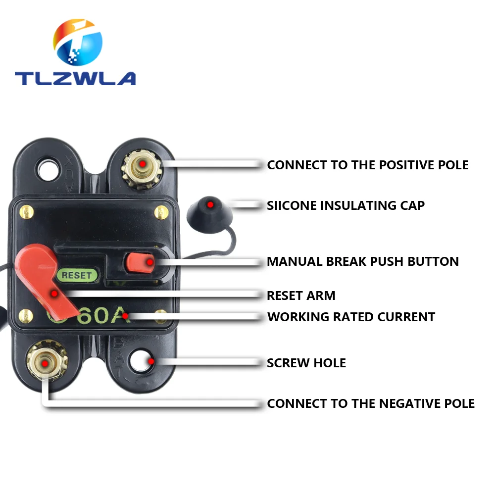1 قطعة 50A 60A 80A 100A 125A 150A 200A اختياري سيارة الصوت مضمنة قاطع الدائرة الصمامات ل 12 فولت حماية SKCB-01-100A رائجة البيع #4