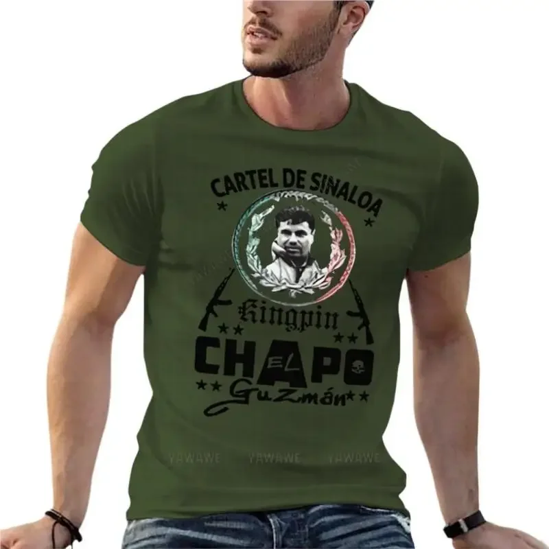 100% Cotton Streetwear Plus Size Top Tee El Chapo Guzman Mexican Narco Oversize T-Shirt Branded Men Clothing oversized harajuku