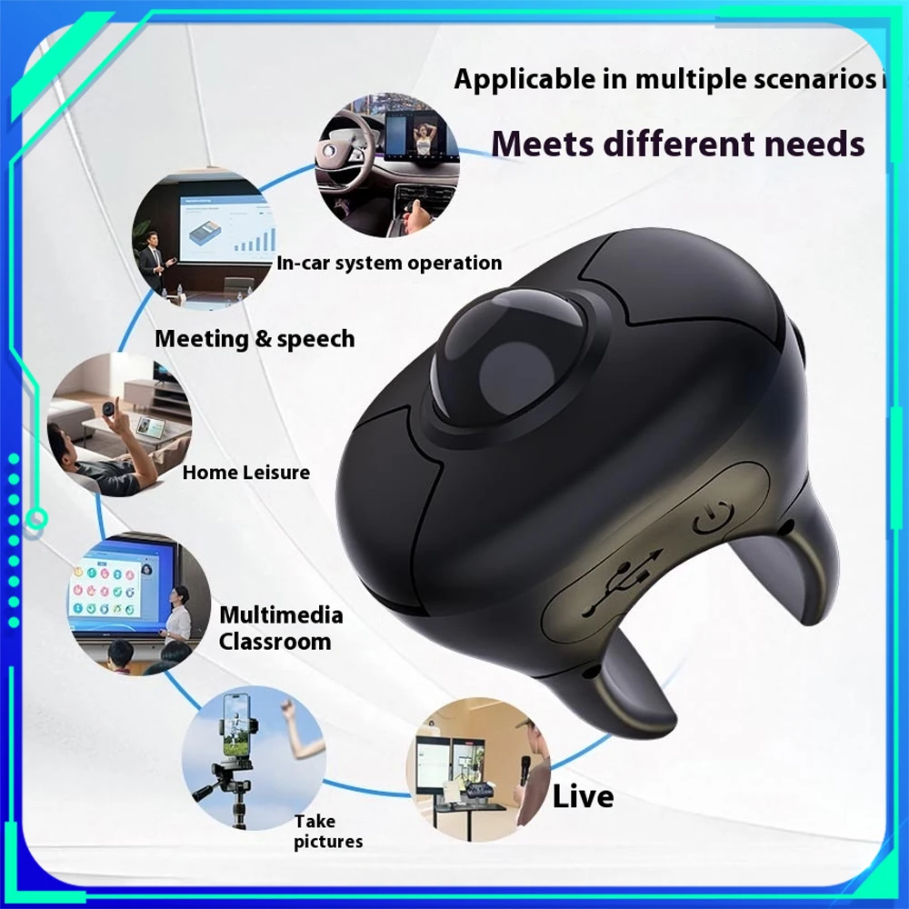 Mysz bezprzewodowa z trackballiem, pierścień kontrolny, tryb podwójny 2.4G Bluetooth, do krótkich filmów, przewracanie stron e-booków, mysz powietrzna do tabletu iOS, smartwatcha, samochodu, prezentacji PPT