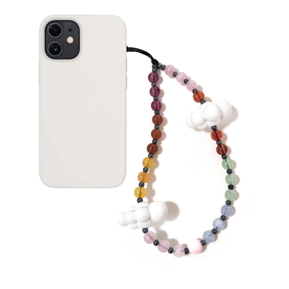 HERLOOK White Clouds Phone Straps Colored Beads Chain Phone Charm Y2K Accessories Korean Boho Jewelry Free Shipping