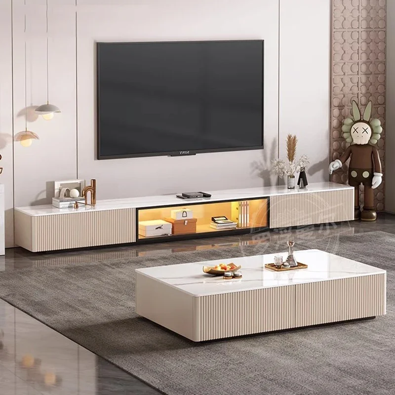 Conjunto de soporte de TV Simple y moderno, barato, con estanterías, suelo, cajón de almacenamiento nórdico Vintage, armarios, muebles de vitrina para sala de estar
