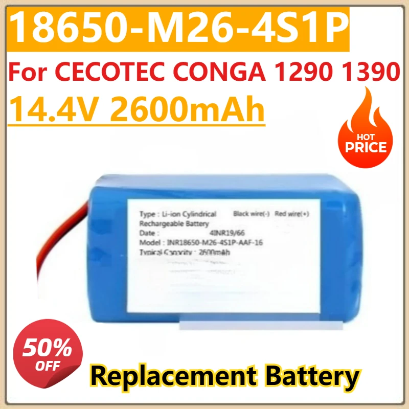 بطارية جديدة عالية الجودة 18650-4SM26 14.4V 2600mah 14.8V 3400mAh لـ CECOTEC CONGA 1290 1390