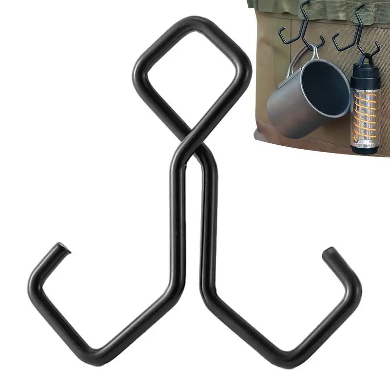 Metal Camping Hooks Double Hooks Utility Hooks For Coat Portable Hook Metal Hooks For Pans Pots Kitchenware Clothes Plants