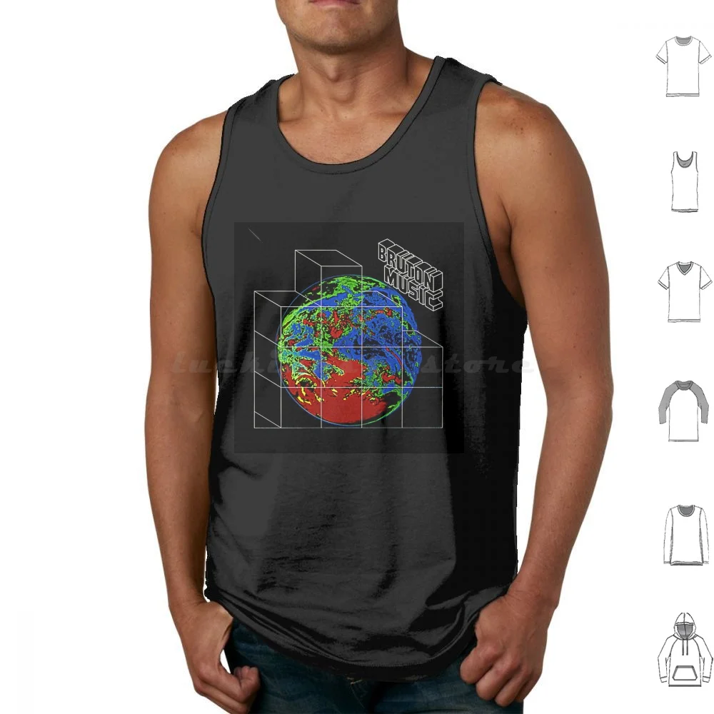 Bruton Music Globe Print Tank Tops Print Cotton Bruton Music 70S 80S Electronic Electronic Music Prog Progrock