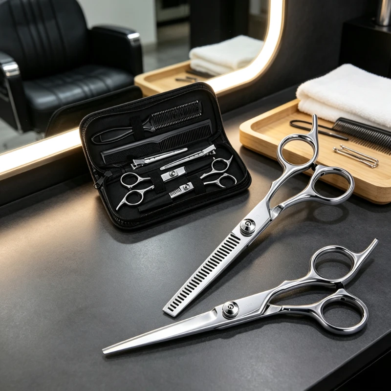 Professional Hair Cutting Scissors Set Straight Shears Thinning Scissors for Bangs Barber Salon Home Styling Tool 미용 가위 세트