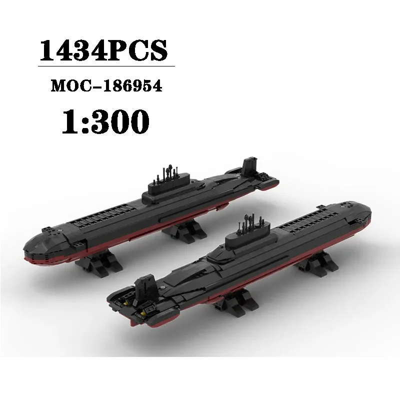 Building Block MOC-186954 Nuclear Submarine Assembly Model 1434PCS Boys Puzzle Education Birthday Christmas Toy Gift Ornaments