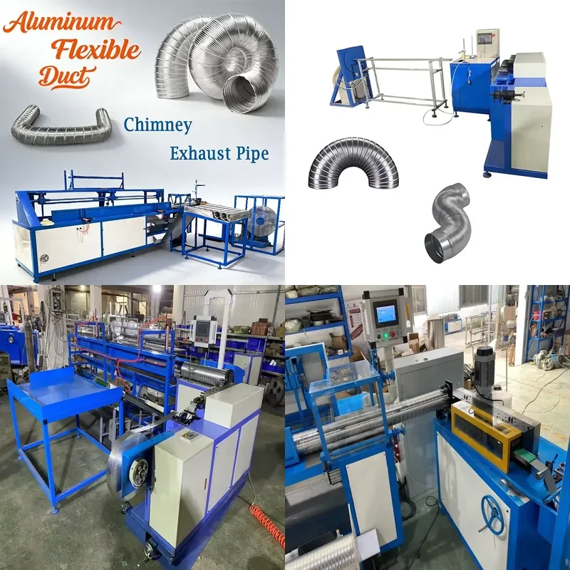 2026 CE HVAC Pure Aluminum Flexible Air Duct Making Machine for Chimney Fire Resistant Vent Tube Linner Forming Machine