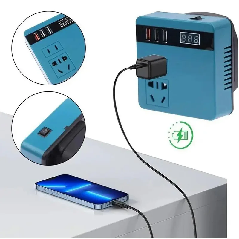 Battery Inverter 220-300-50-AC220V/DC220V-2 For Makita 18V Battery Interface Plug And Play Versatile Home Outdoor Work Inverter view 4