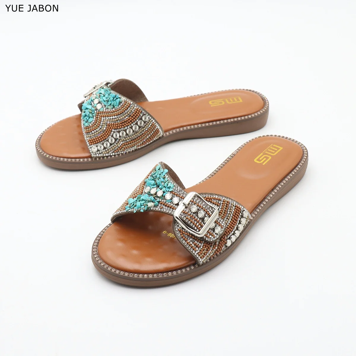 Ethnic Style Combination Design Exquisite Fashion Women's New Slippers Crystal Buckle Versatile Women's Sandals