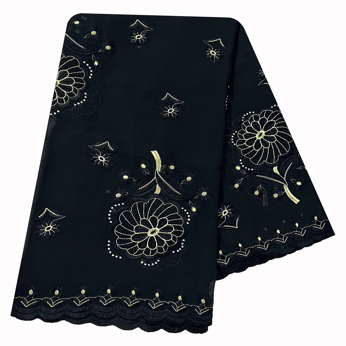 African Women Hijab Muslim Scarf Dubai Excellent Style High Quality 100% Cotton Fabric Rayon Cotton Thread Eembroidered Scarf