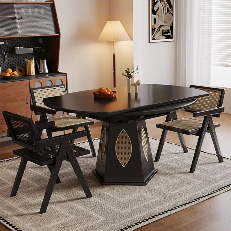 Middle Ancient Style Solid Wood Dining Table Modern Simple Household Small Unit Expandable And Foldable Round Table Dining Table