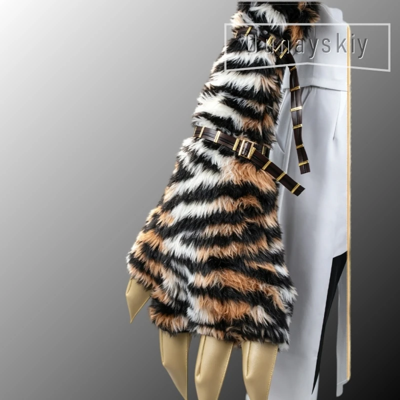 Limbus Company Meursault Cosplay Costume Beast Apprentice White Suit With Detachable Cat Tail Furry Paw Prop Full Set For Anime