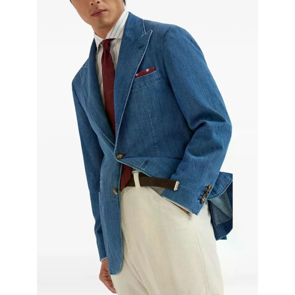 

Fashion Single Breasted Peaked Lapel Men Suits 2 pieces (Jacket+Pants) Wedding Evening Party Sets Casual Shopping Suits