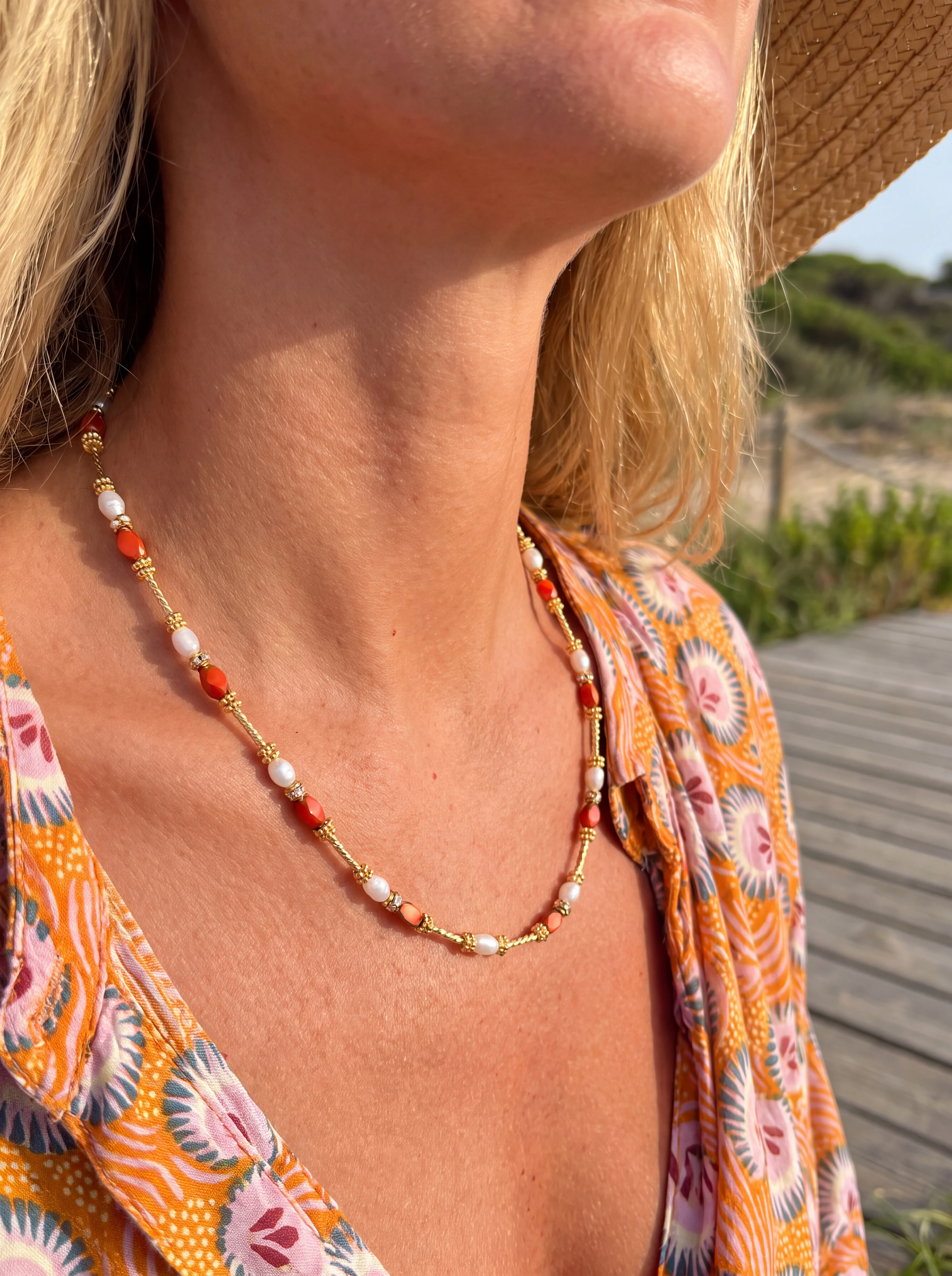 Peri'sbox New Crystal Water Diamond Natural Green Handmade Bohemian Necklace Women's Stainless Steel Niche Design Gift Jewelrys