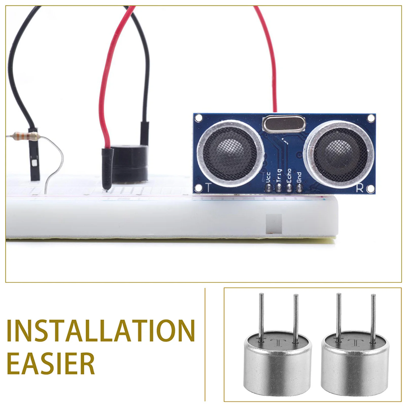 

2Pcs Small Industrial Ultrasonic Sensor Probe Metal Split Transceiver Replacement Probe for Distance Measurement Automation