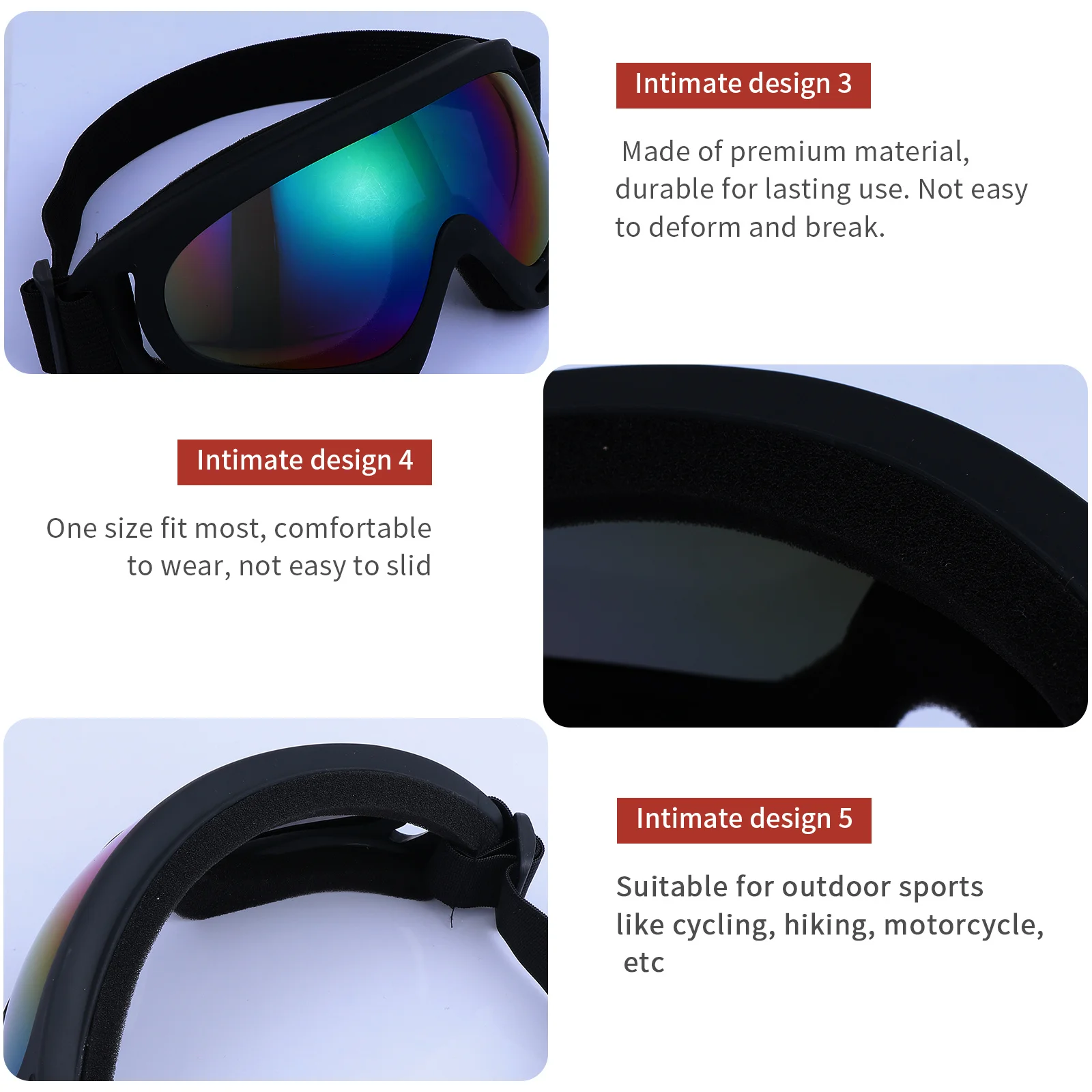 

1Pair Ski Glasses One Size Fit Most Comfortable Wear Not Easy Slide Multi Functional Windproof Eye Protector for Outdoor