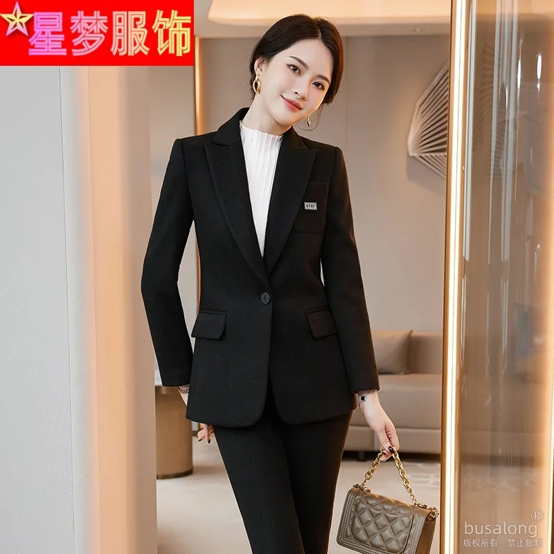 Terno profissional para mulheres, roupa de trabalho elegante de outono e inverno, terno de negócios estilo primavera e outono, terno formal, roupa de trabalho, F