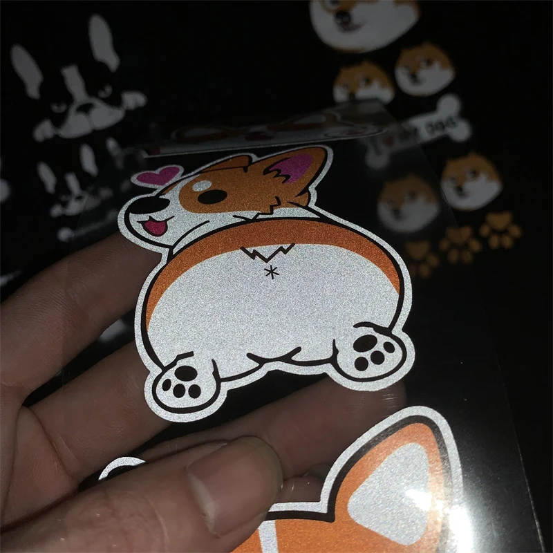 Husky corgi Fadou Shiba Inu stickers Motorcycle reflective waterproof stickers scooter helmet decoration Cover scratch stickers