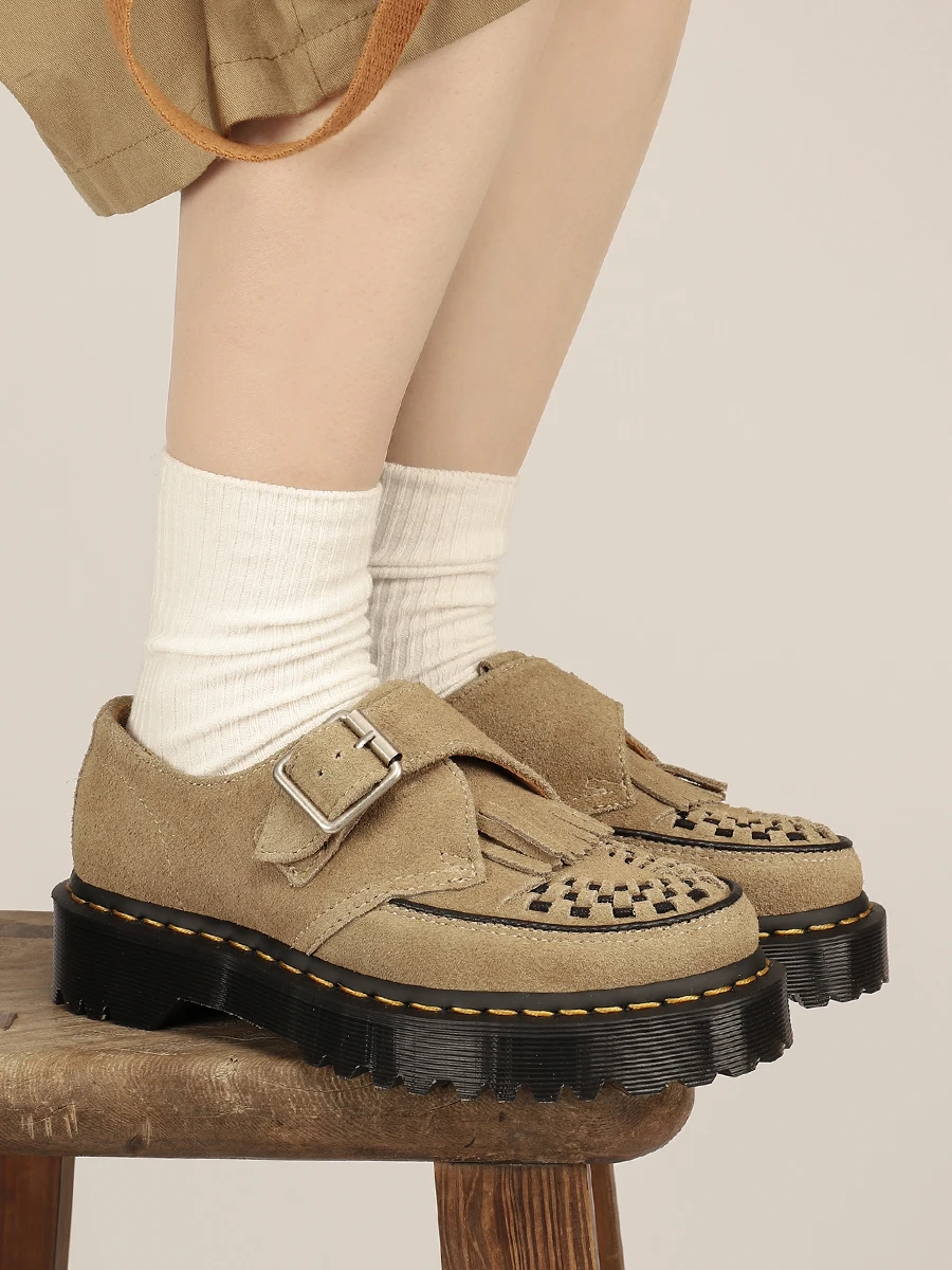 

Zokn Ramsey Monk Boots Women's Thi Bot Heightening Bule Tassel Sle Men's oes Casual round Toe Chunky Heel