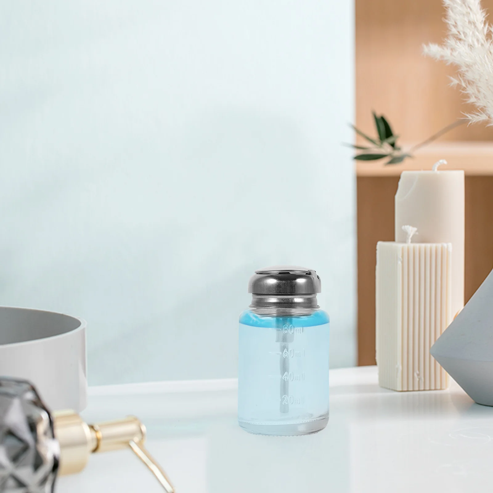 Tragbare leere Flasche nach unten drücken, klares Glas, Nagellackentferner, Spender für Reisen, Make-up, Maniküre, nachfüllbare Flaschen