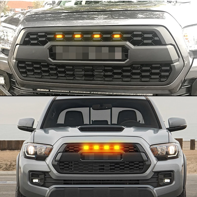 4PCS Amber / White / Red LED Car Front Grille Light with Wiring Harness Assemblies For 2016-up Toyota Tacoma w/TRD Pro Grill 12V