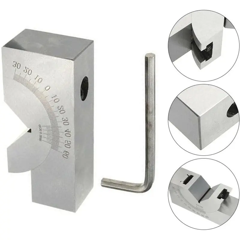 B84B-Precision Adjustable V Block With 60 Degree Angle Gauge For Milling Setup, Nickel Plated Steel Construction