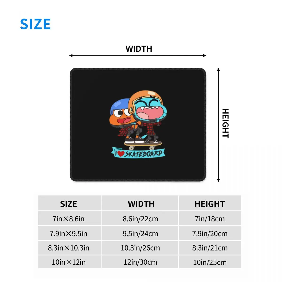 Gumball Darwin Skate Multi-size Mouse Pad Computer Keyboard Mouse Mat Gamer PC Laptop Desk Mat Office Accessories Table Mats