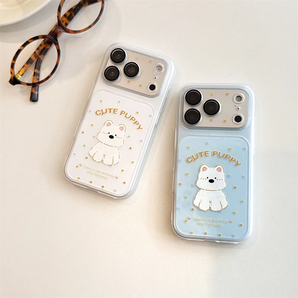 

for iPhone 17 Pro Max Stylish Cute Cartoon Puppy Macaron Color Clear Phone Case for iPhone 16 15 14 13 Sweet Protective Cover