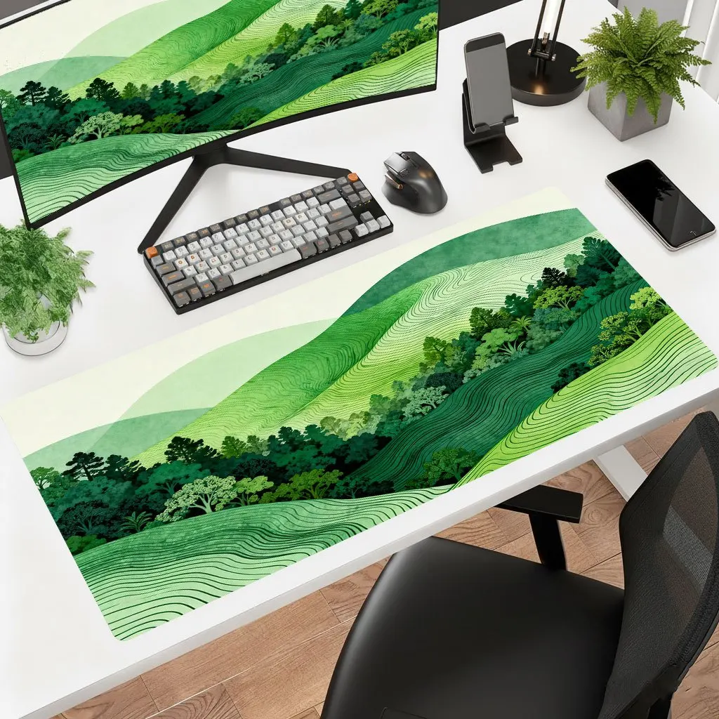 Brand Geometric Green Forest Mouse Pad Non-Slip Thick HD Print Gaming Office Laptop Desktop Art Dynamic Multifunctional