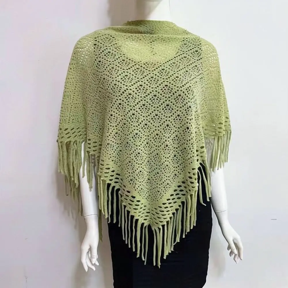 Korean Fashion Knitted Tassel Scarf Women Triangle Shawl Solid Color Soft Warm Winter Neck Warmer Wrap Accessory