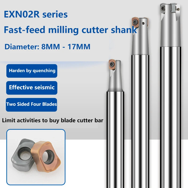 EXN02R path fast feed milling head machining center double-sided LNMU0202 small-diameter roughing tool holder seismic resistance